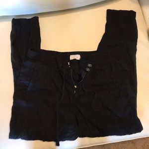 Lou & Grey black linen blend joggers